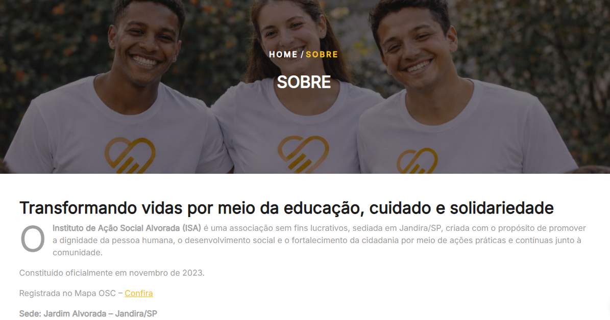 Imagem ou verso do cartão de visita de Isa – Instituto Social Alvorada
